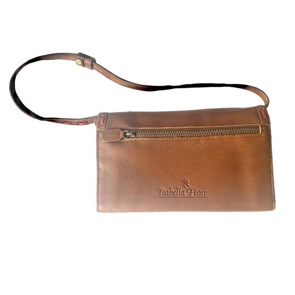ISABELLA FIORI  "Ramblin Rose" Wallet Wristlet  Brown Genuine Leather Embroided - Picture 6 of 13